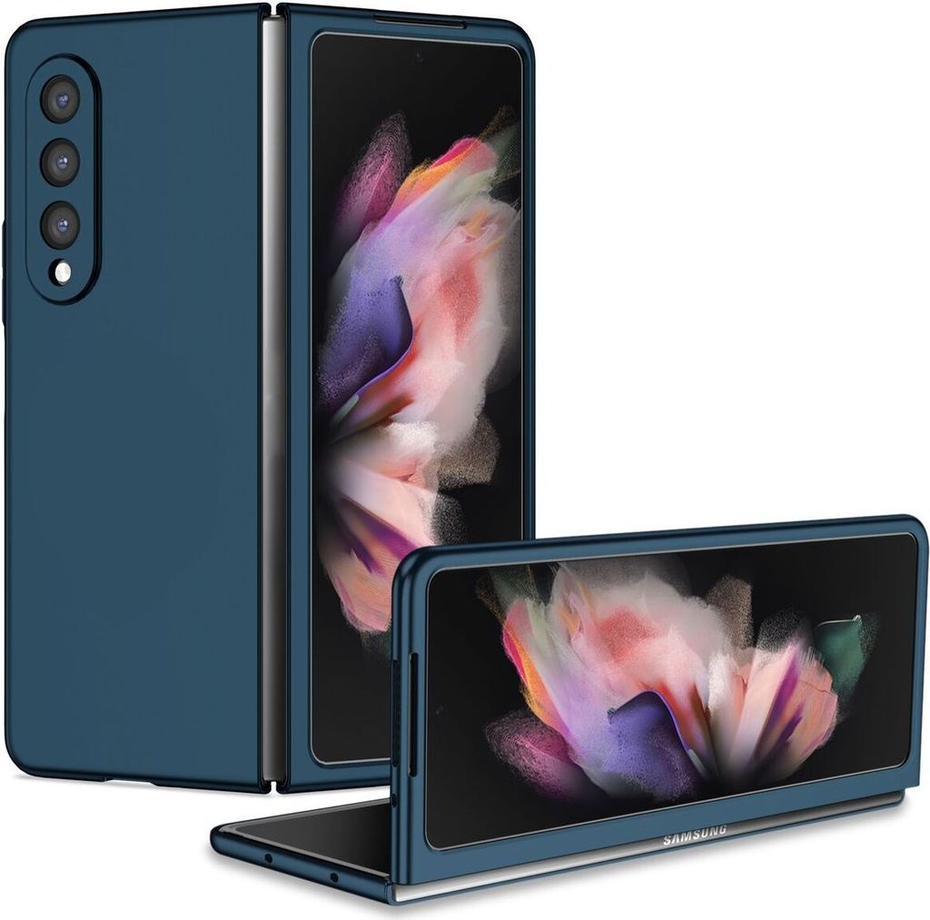 König Design Hülle kompatibel mit Samsung Galaxy Z Fold4 5G Kunststoff Soft Handyhülle - Handy Case Dunkelblau