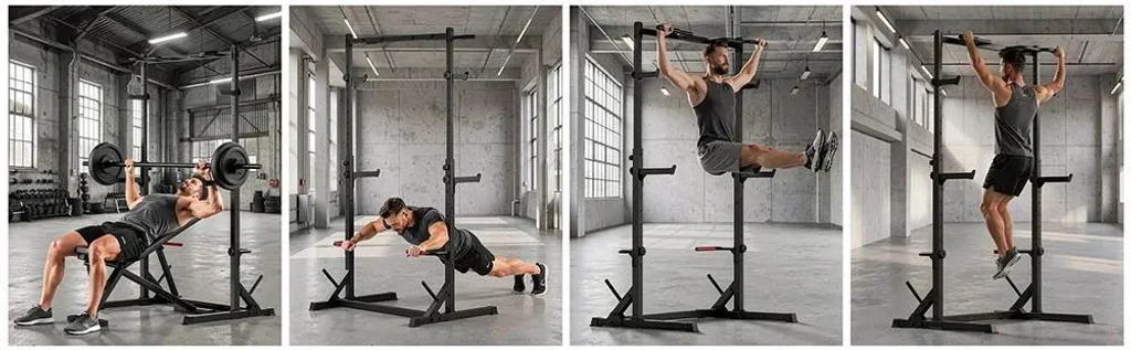 Station de Musculation Squat Rack avec Barre de Traction et Hauteur Variable - 8