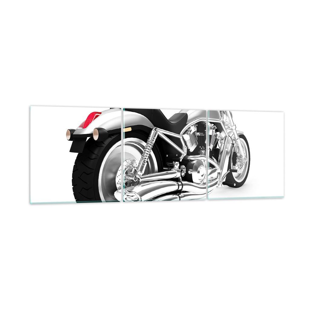 Bilder auf glas - Chopper Motorrad Chrom - 90x30cm - Glasbilder - Wandbilder - Kunstdruck - zum Aufhängen bereit - Wanddekoration aus Glas - Glas ...
