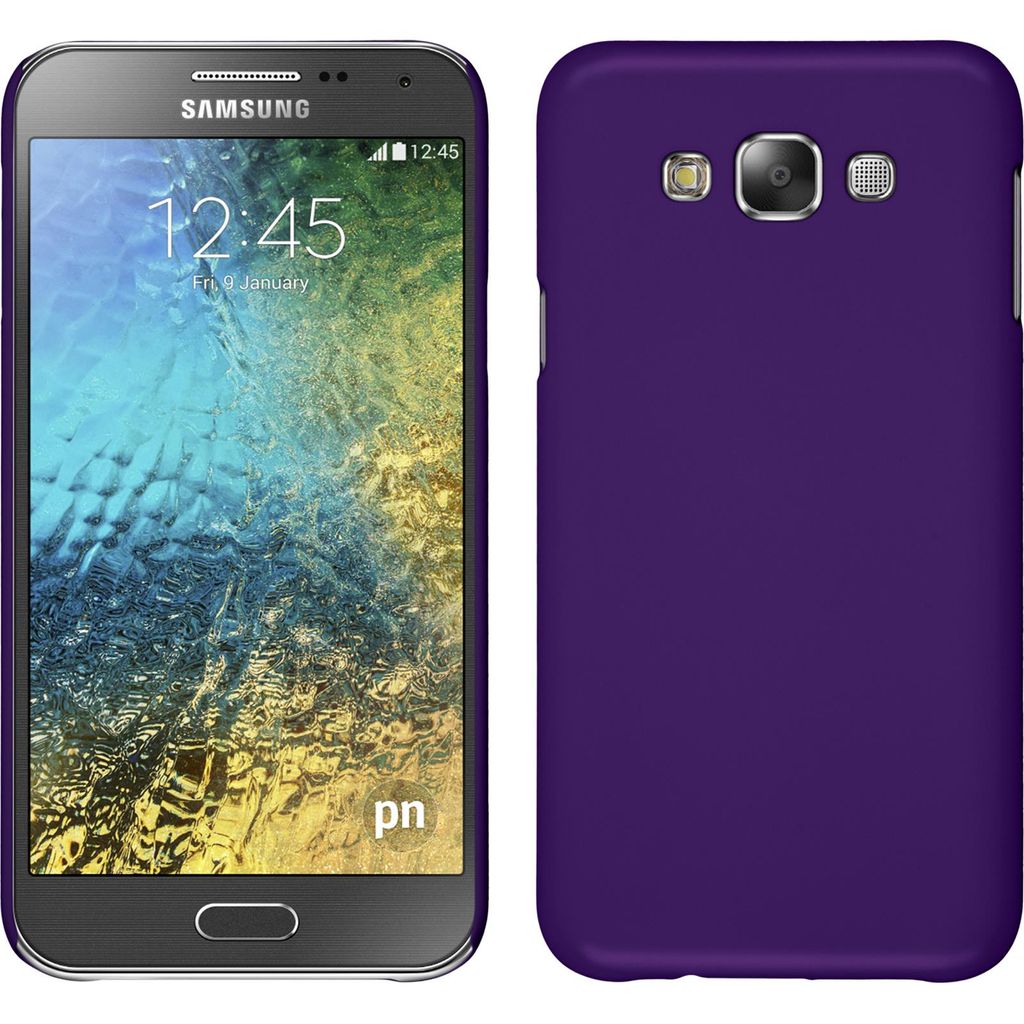 PhoneNatic Case kompatibel mit Samsung Galaxy E7 - Hülle lila gummiert Hard-case + 2 Schutzfolien