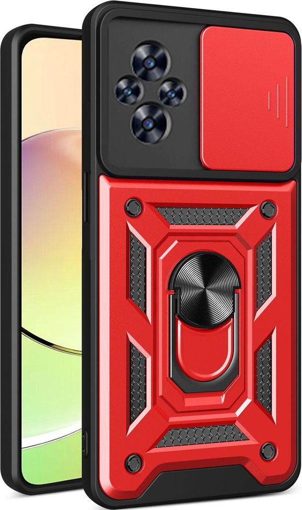 Hülle für Realme C67 4G Magnetische Ring Ständer Halter Dia Kameraschutz TPU Bumper Silikon Schutzhülle Rot