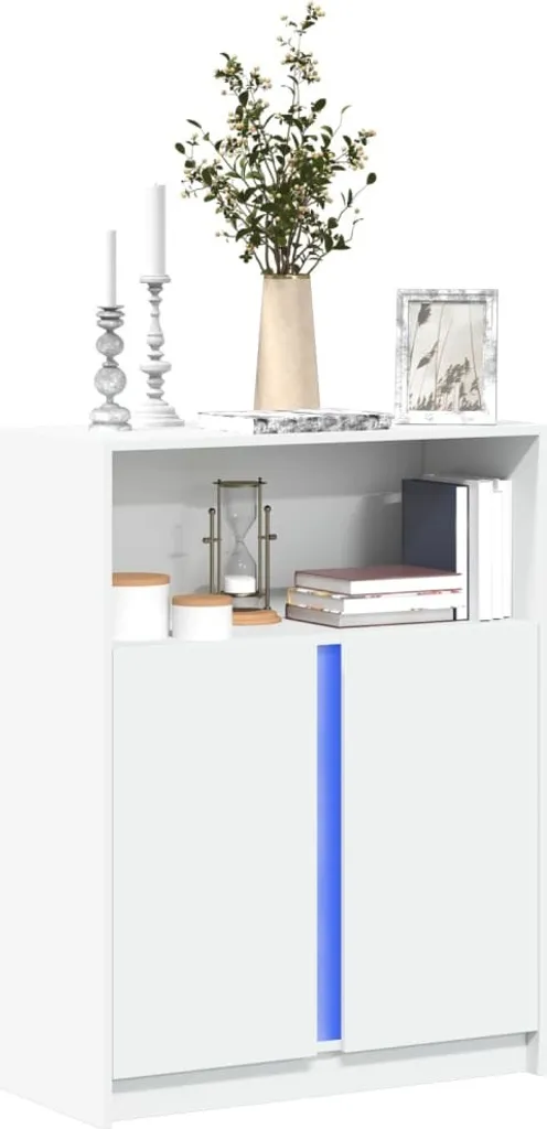 Madia Bianca Moderna con LED 77x34x100 cm - Design Minimalista vidaXL