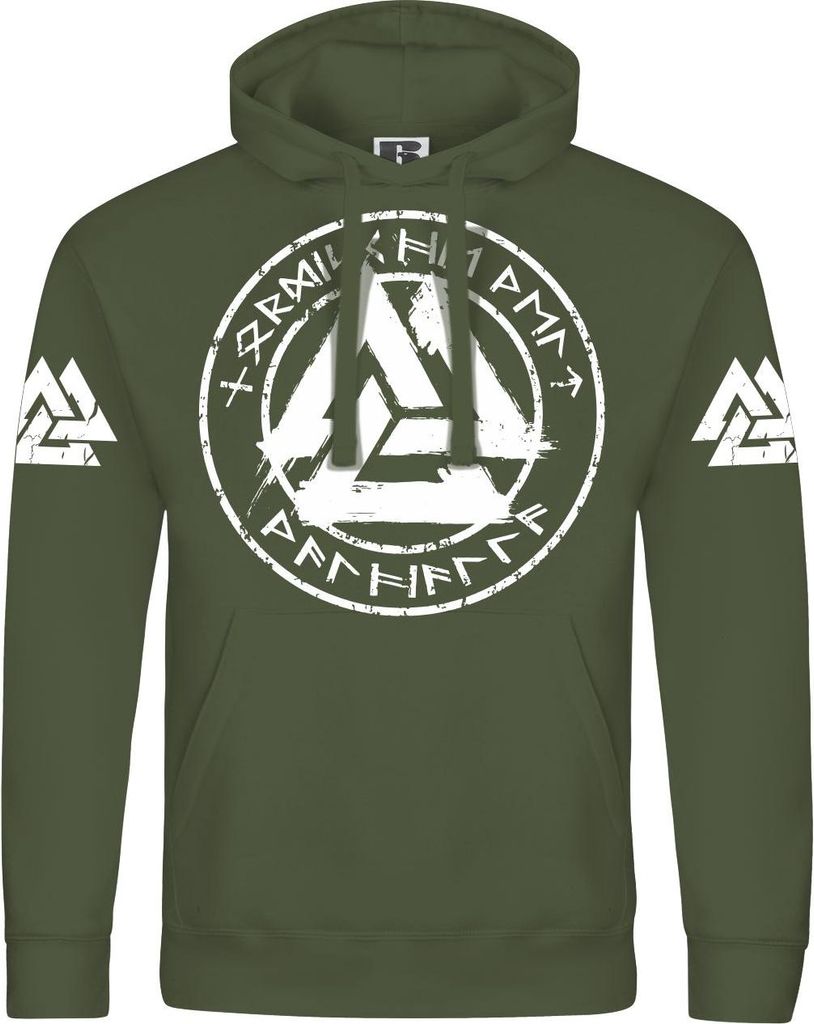 Herren Kapuzenpullover Nordische Welt Walhalla Wotansknoten weiss