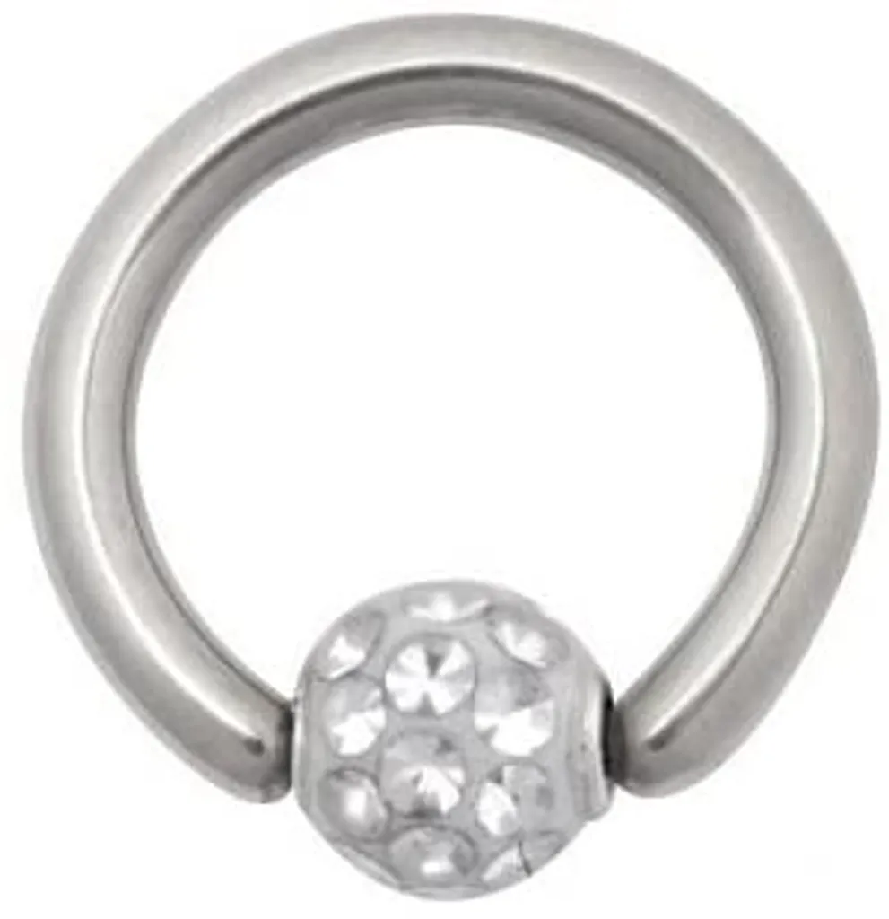 Karisma BCR Piercing intimo al labbro Palla di bloccaggio in titanio G23 con elementi di cristallo rivestiti di 3 mm - Bianco CJCR05D3/1,2x6mm