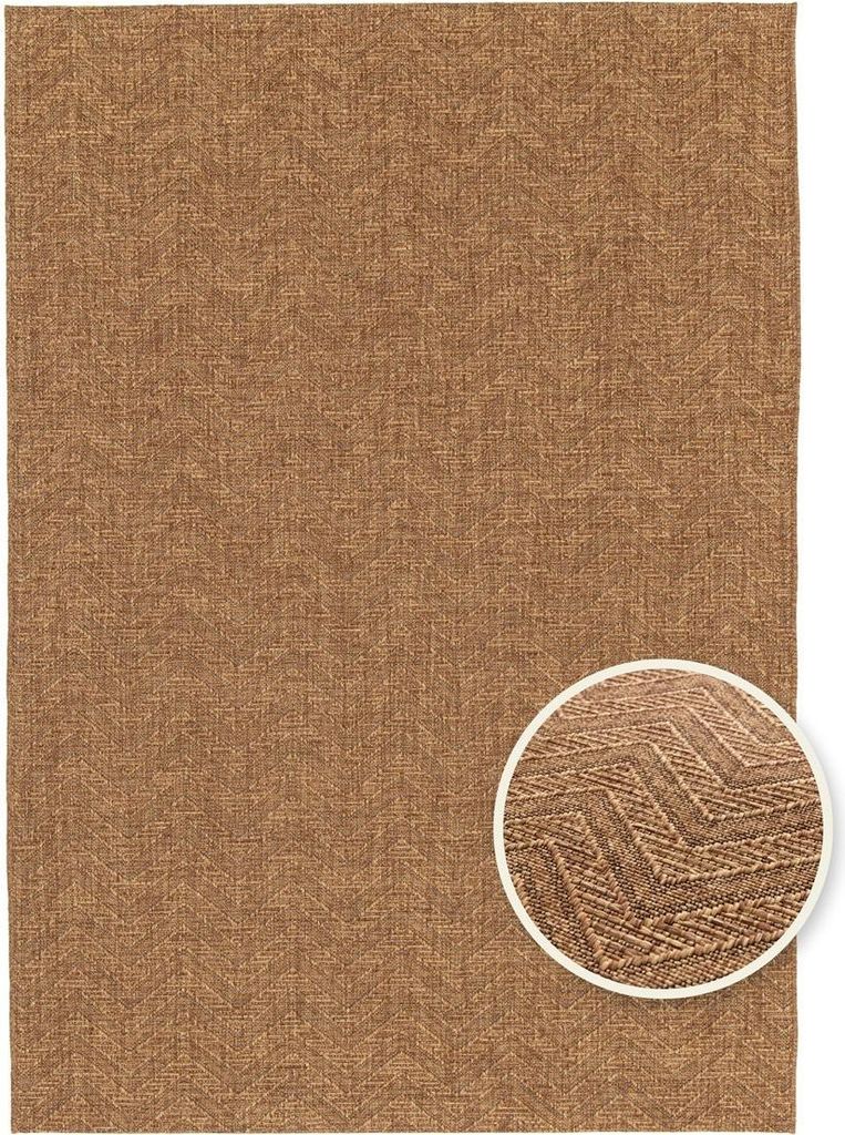 Primaflor In- & Outdoorteppich ROY - Lines - 120x170cm - Brauner Lounge-Teppich für Balkon & Terrasse - Flachgewebter Wohnteppich ideal als Terras...
