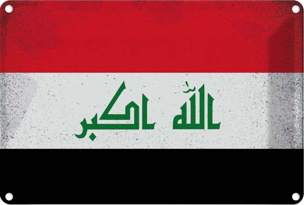 vianmo Blechschild 20x30 cm Irak Iraq Vintage Flagge Fahne Wappen