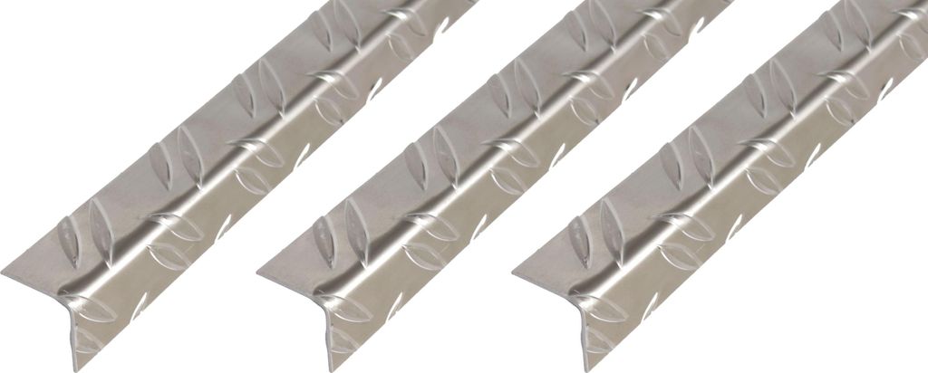 Alberts 3 x Winkelprofil, geriffelt, Aluminium, blank, 41,2 x 41,2 x 1,5 mm, Länge 1 m