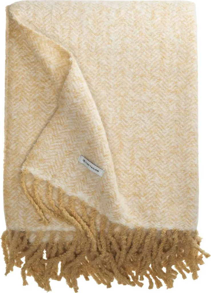 Copriletto Tom Tailor LANA ERRINGBONE Beige 130x170 cm | Plaid Elegante