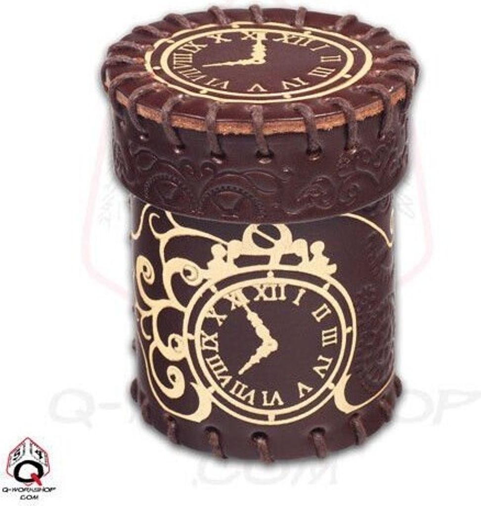 CSTE101 - Steampunk Würfelbecher, braun & golden, Leder