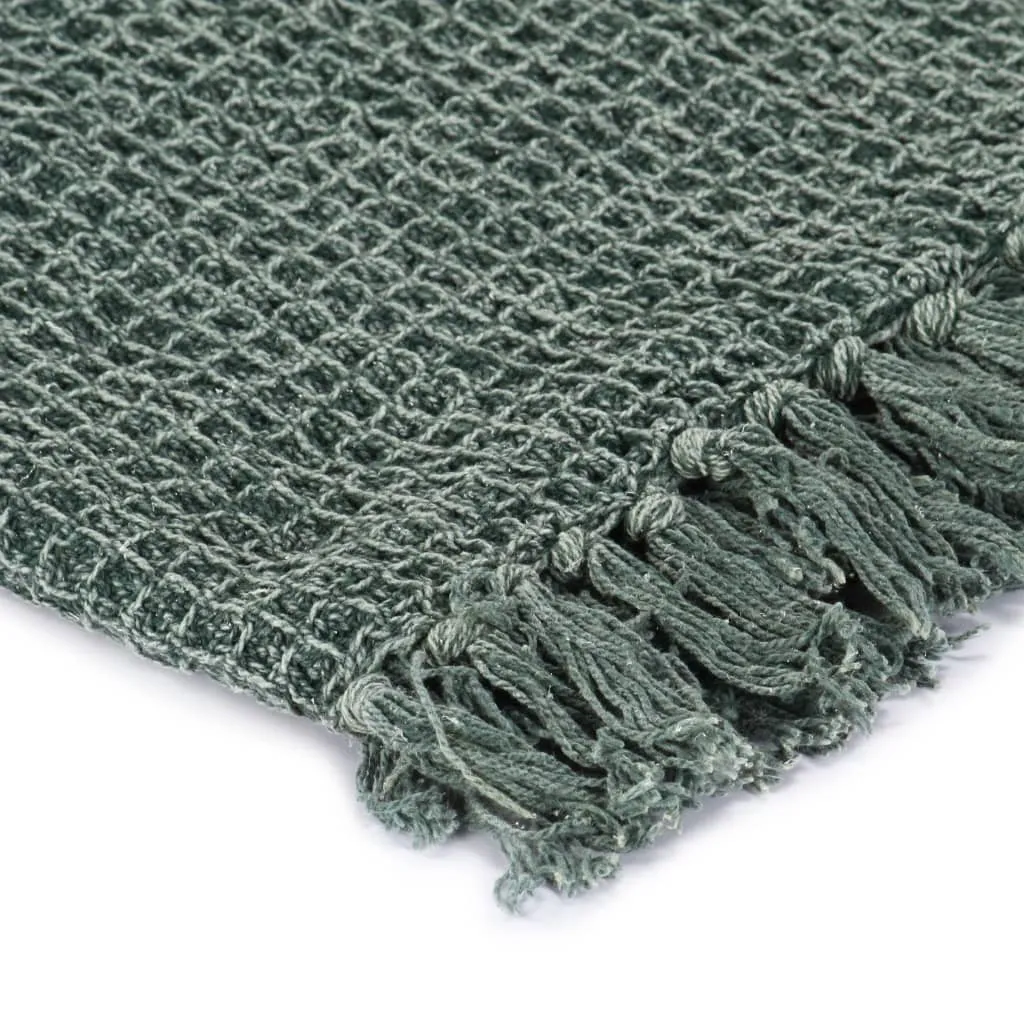 Jeté de lit coton 160x210 vert foncé - Couverture légère et douce - 2