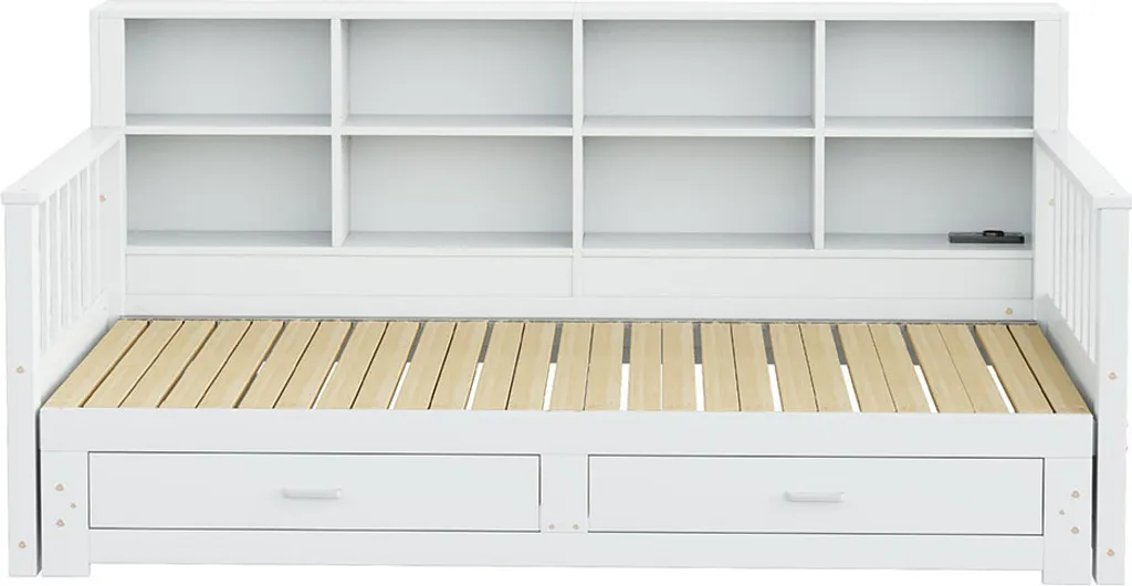 Lit Multifonction Blanc 180x190 cm : Solution Rangement et Charge USB - 5