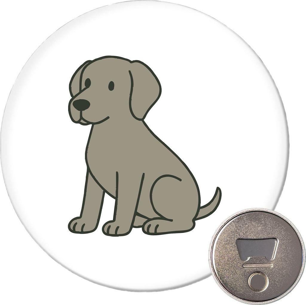 Huuraa Magnet Weimaraner Comic Weimi 59mm Kühlschrankmagnet rund Flaschenöffner Geschenkidee