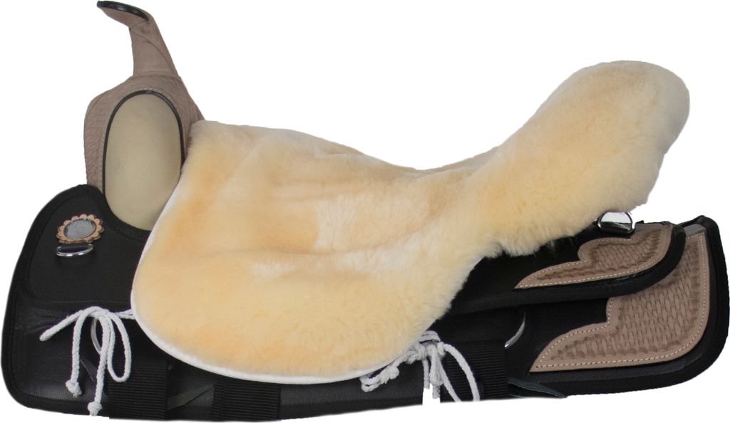 Engel Reitsport Lammfell Sattelsitzbezug Western ohne Horn (Sabez2) Med./Natur