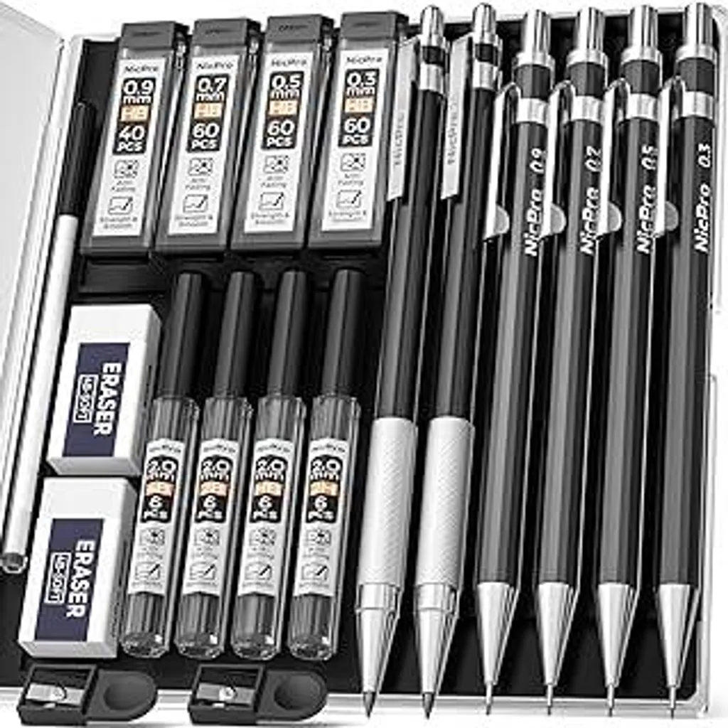 Nicpro Set 6 Portamine in Metallo Professionale 0.3-2.0mm con Mine
