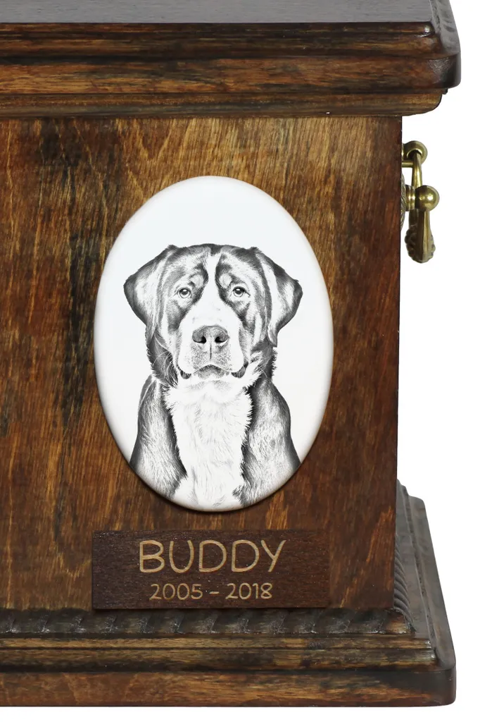 Grande cane da pastore svizzero - targa commemorativa con immagine del cane, lapide con stampa, targa ovale personalizzata del marchio Art-Dog - 5