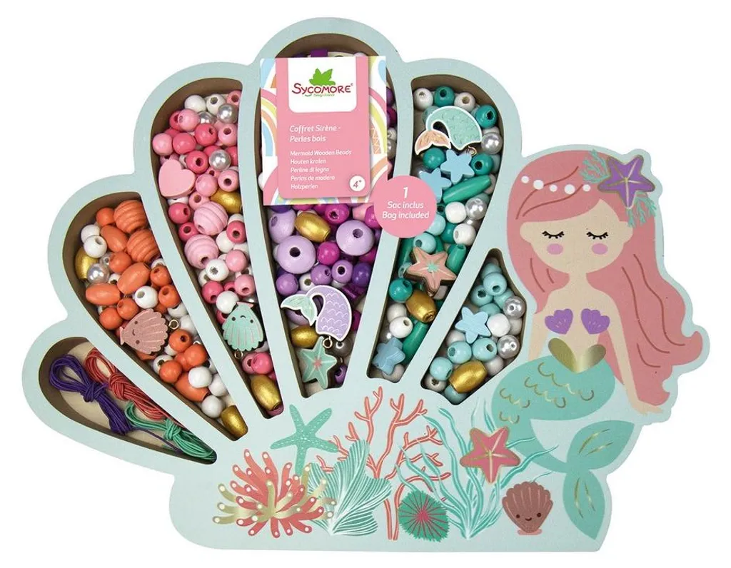Bricolage sirène perles en bois - Idée cadeau anniversaire enfant 6-10 ans
