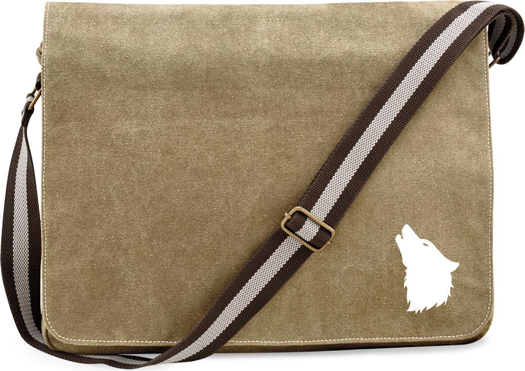 Huuraa Umhängetasche Wolf Kopf Silhouette 14 Liter Sahara Canvas Laptoptasche Geschenkidee