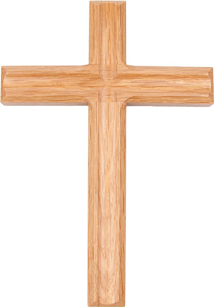 FRITZ COX Eichenholzkreuz | mit Messingöse | dezentes Holzkreuz | in Deutschland hergestellt | mit Einfräsung | 17 cm