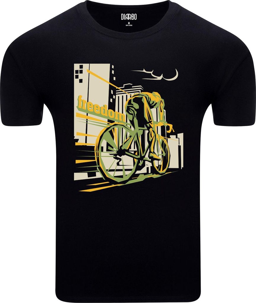 Diarbo Herren T-Shirt mit Fahrradliebhaber Druck Fahrradfreiheit Schwarz Gr.XS