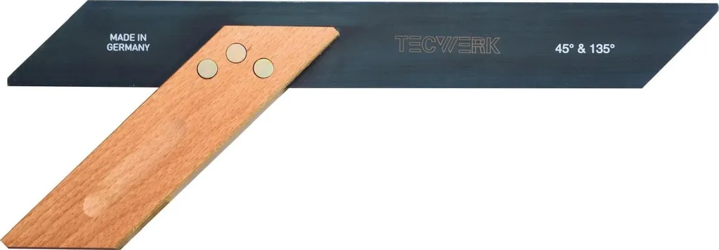 Règle menuisier 300mm en hêtre avec équerre d'angle 45° et 135°