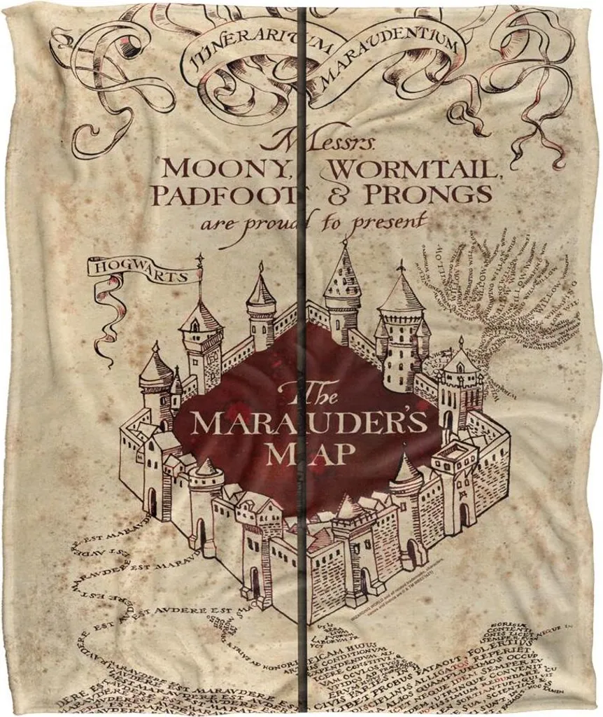 Plaid Harry Potter Carte du Maraudeur - Couverture de Lit Douillette