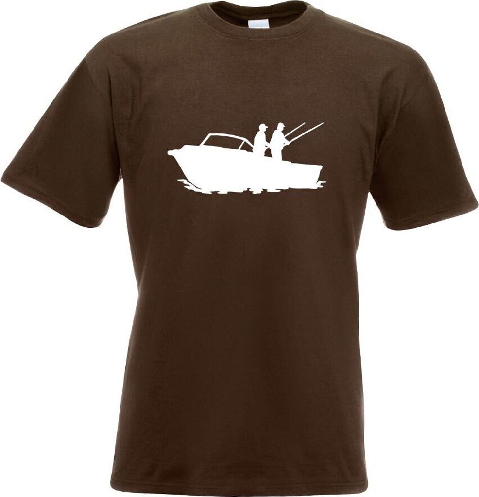 Kiwistar - T-Shirt - Chocolate - Fischerboot - Angler Motiv Bedruckt Funshirt Design Print - mit Motiv Bedruckt - Funshirt Design - Sport - Freizei...