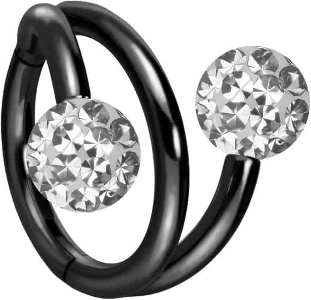 Ohrpiercing, Nasenpiercing, Septum Piercing Titan Segmentring Clicker mit Innengewinde 3 RINGE + 2 EPOXY-KUGELN Schwarz Innendurchmesser: 10mm | Ku...