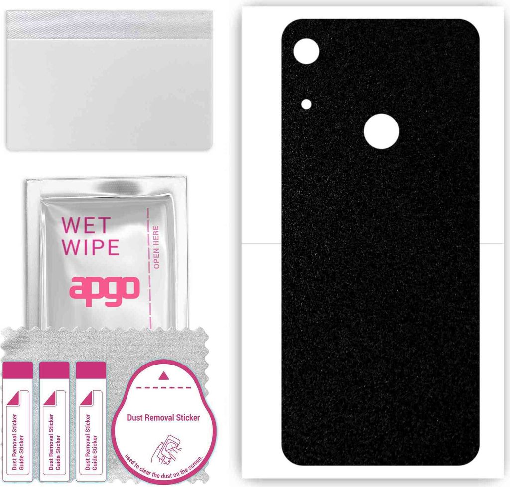 apgo Rückseite Schutzfolie, Skin, kompatibel mit Honor 8A Pro, Hinten Displayschutzfolie aus Vinylfolie, kratzfest, einfache Montage - Mattschwarz