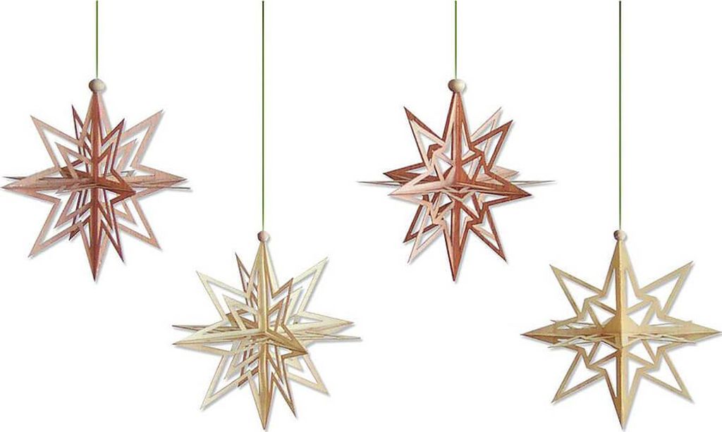 Christbaumschmuck Sterne 3D (4er-Set - 7cm) von Drechslerei Kuhnert