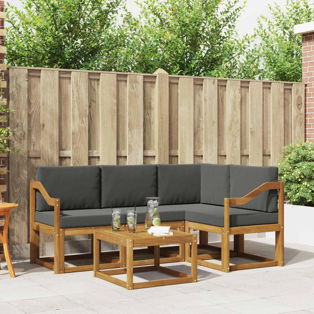 Outdoor-Sofagarnitur - VIDAXL - Terrassen-Sofa - mit Kissen - 5 pcs - Natur und Anthrazit