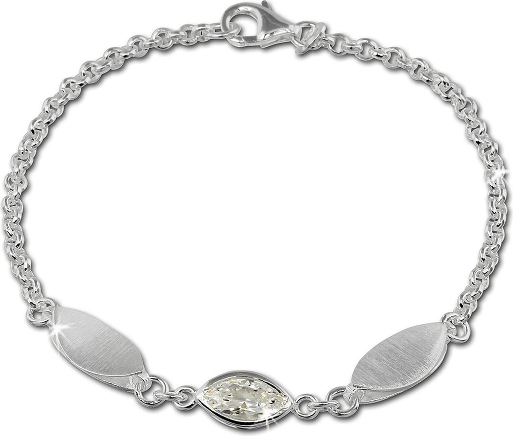 SilberDream Damen-Armband Blatt Sterling Silber glitzer 19cm weiß SDA418W