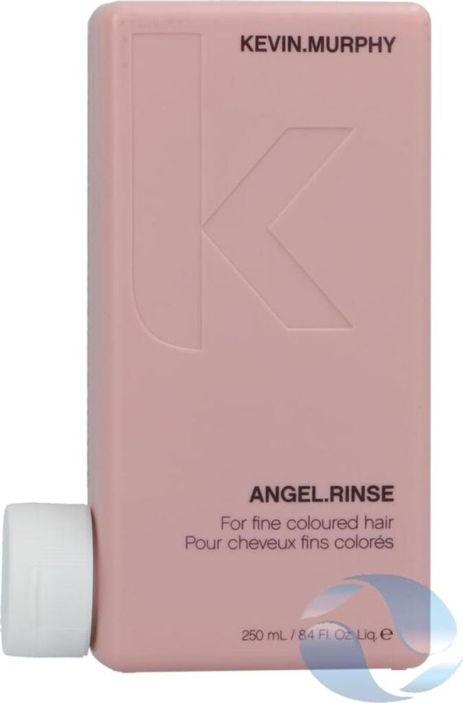 A pink bottle of Kevin Murphy Angel.Rinse conditioner with a white cap.