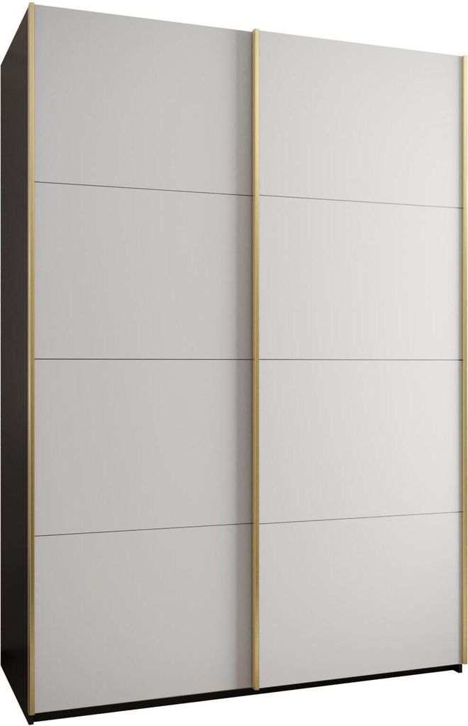MEBLE KRYSPOL LUX 1 Kleiderschrank - 245,5x170x64cm - Schwarz, Weiß, Gold