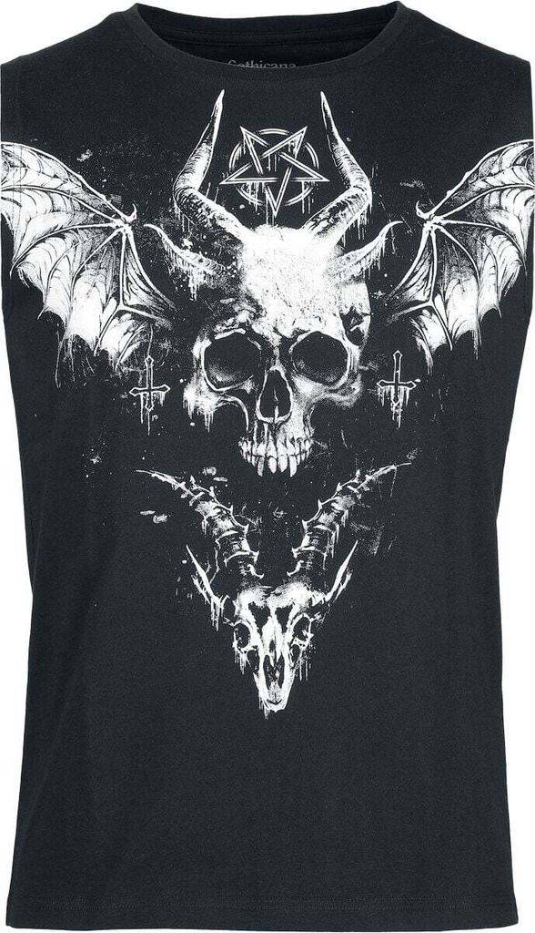 Gothicana by EMP Herren schwarzes Tank Top mit Totenkopf-Frontprint XXL
