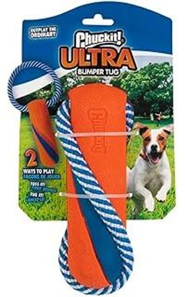Chuckit Ultra Bumper Tug Dog Toy Double Play Outplay Ordinary Toss-It Or Tug-It