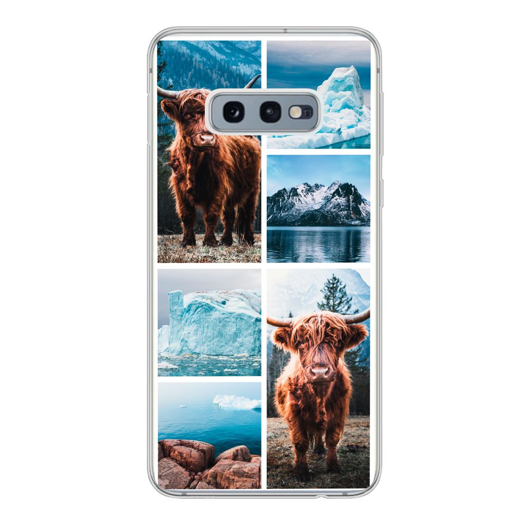 MuchoWow Handyhülle Schutzhülle Hülle für Samsung Galaxy S10e Schottischer Highlander - Eiscreme - Collage Silikon Softcase Handy Hülle - Handy