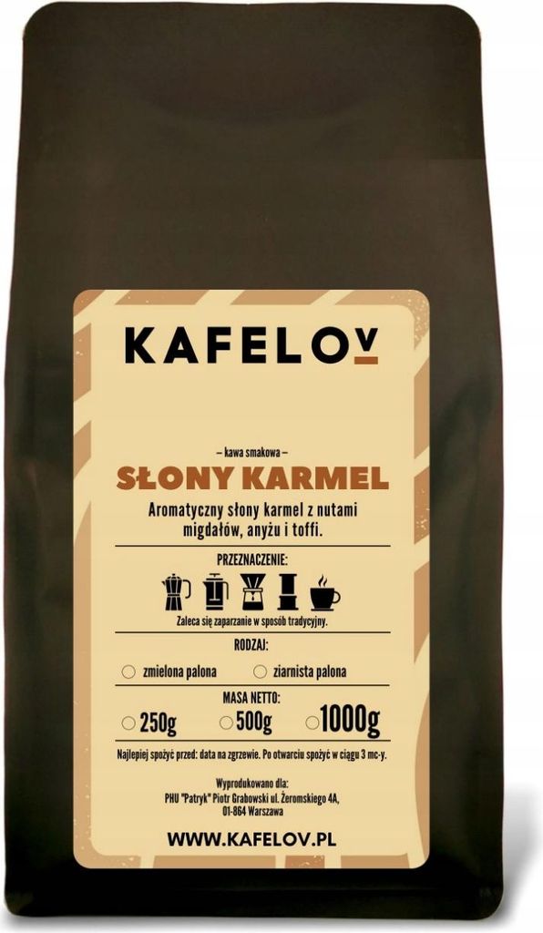KAFELOV | Kaffeebohnen gesalzenes Karamel 1000g - Aromatisch - 100% Arabica - Mittlere Röstung