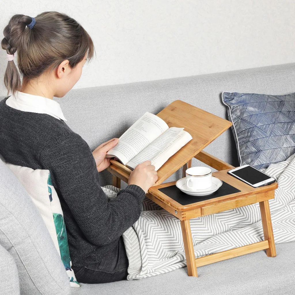 Table de petit déjeuner et support PC portable en bambou polyvalent - 3