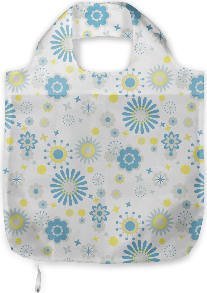 ABAKUHAUS Gelb und Blau Tragetasche aus Stoff, floral Scrapbook, Praktische Altagsmode Einkaufstaschen, Blau, Gelb, Hellgrau