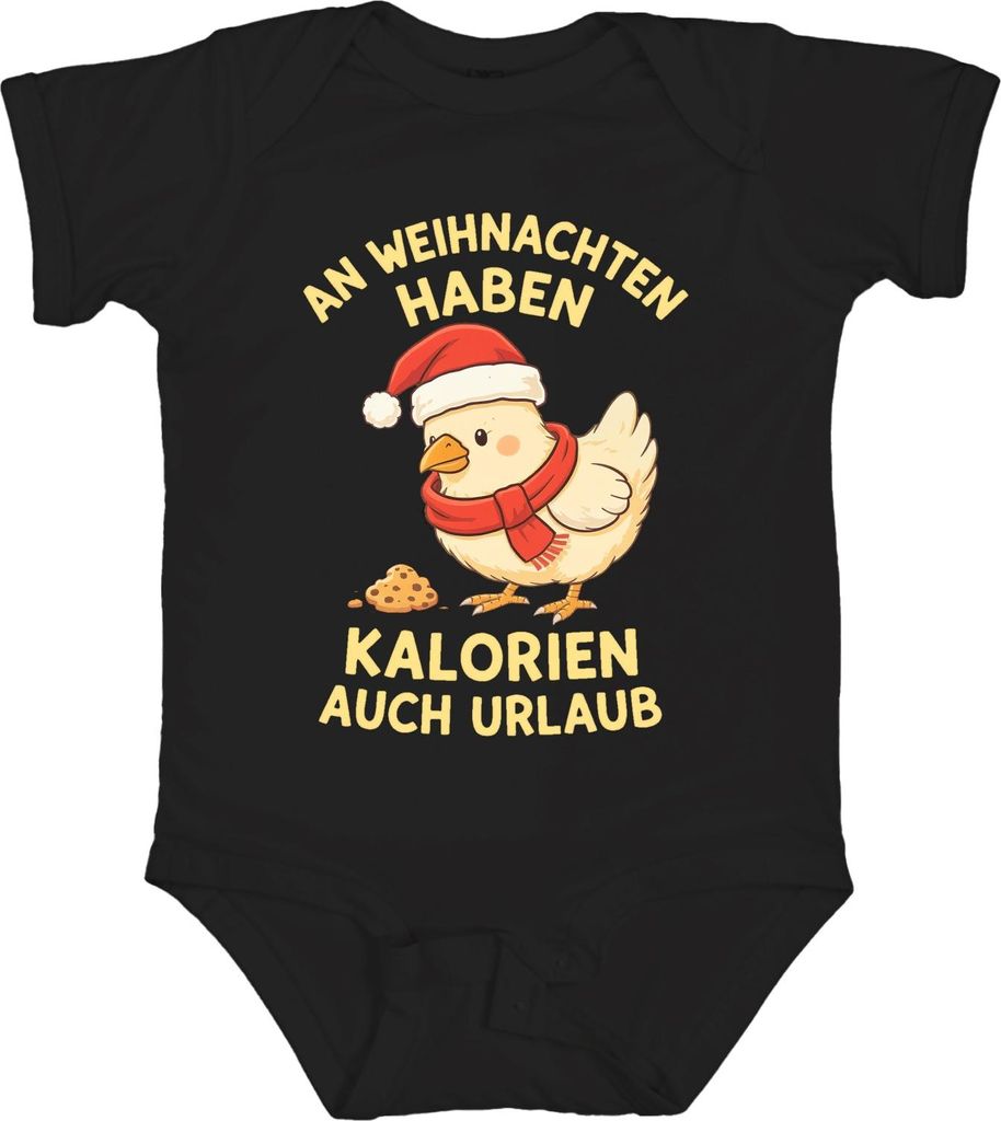 Kalorien haben Urlaub Weihnachten Küken lustig Geschenk Unisex Baby Body, Schwarz, 12/18