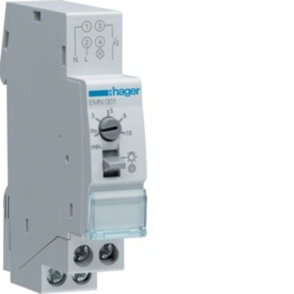 A product shot of a Hager EMN 001 Treppenlichtzeitschalter.