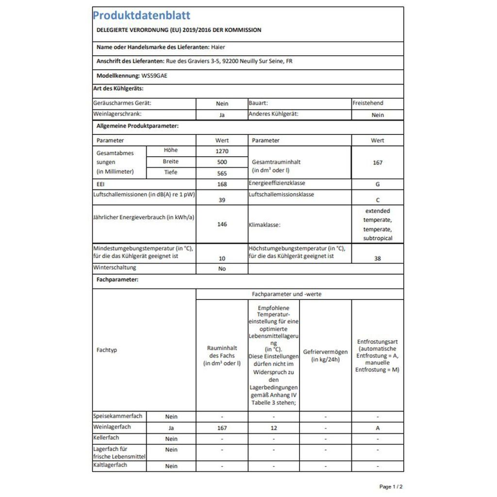 Haier WS59GAE 59 Flaschen Produktbild 8