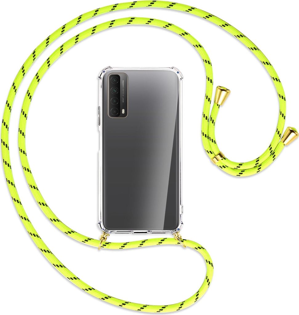 Handykette Backcover-Schutzhülle mit Band (Metall goldfarben) für Huawei P smart 2021 - schwarz/gold