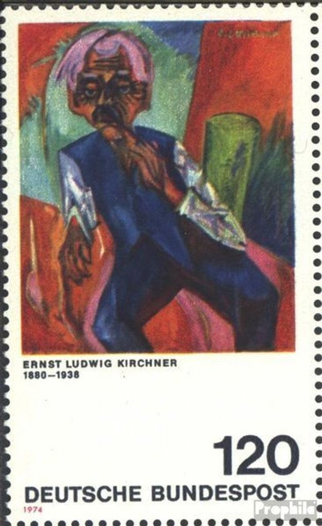 Briefmarken BRD (BR.Deutschland) 1974 Mi 823I verkürztes T von BUNDESPOST (Feld 25) postfrisch Deutscher Expressionismus