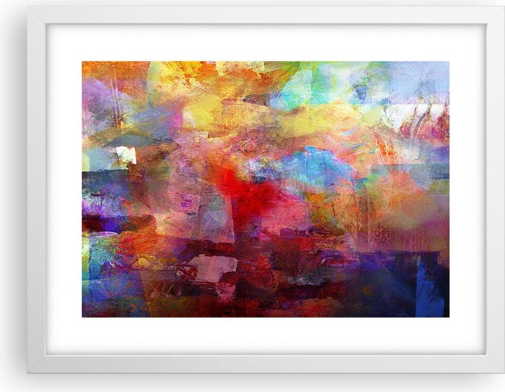 Gerahmtes Poster - Weißer Rahmen - Abstraktion modern - 40x30 cm - Wand Bild - Wanddeko - Wandbilder - Kunstposter - Wandposter - Bilderrahmen - B...