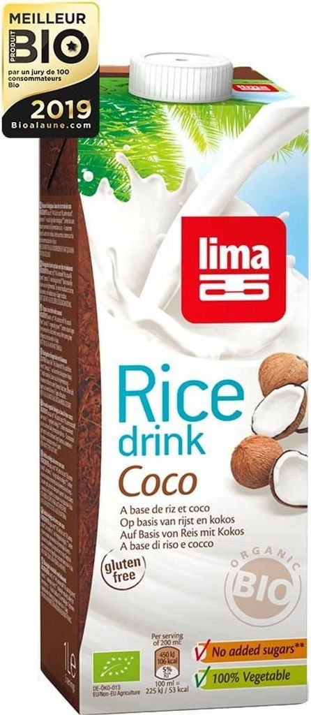 NAPÓJ RYŻOWO - KOKOSOWY BEZ DODATKU CUKRÓW BEZGLUTENOWY BIO 1 L - LIMA