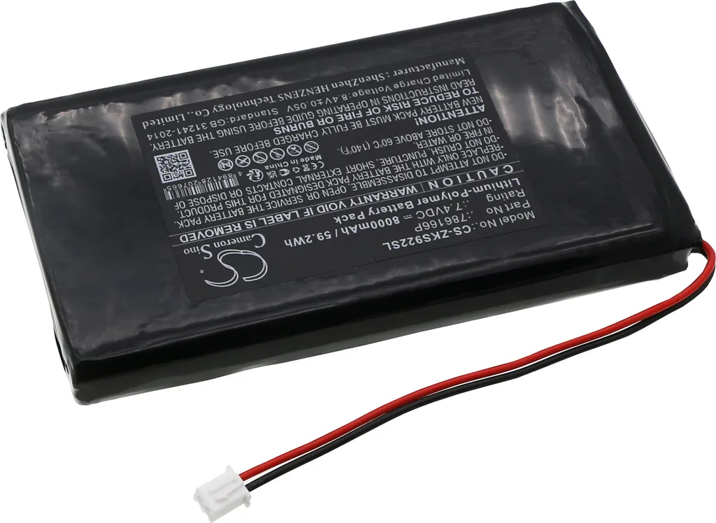 Batterie Lithium-Polymère 2000mAh pour pointeuse ZKTeco S922