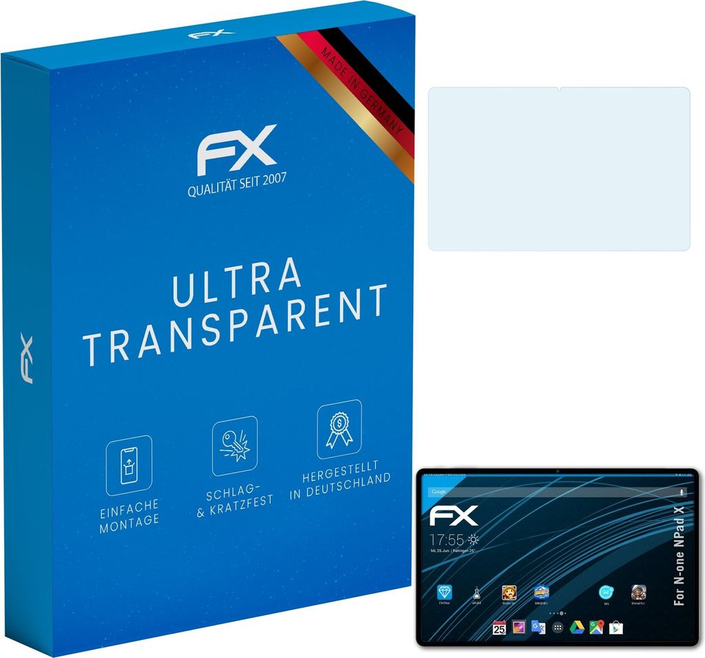 atFoliX FX-Clear 2x Schutzfolie kompatibel mit N-one NPad X Displayschutzfolie