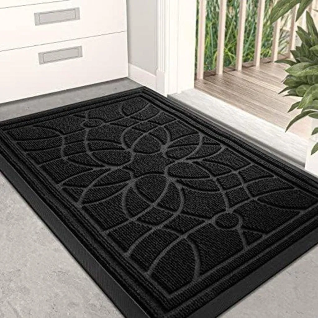Tapis lavable antidérapant noir 40x60 cm - Haute absorption et design