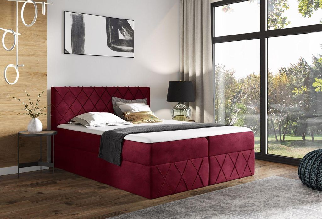 Doppelbett 160x200 PEREZ LUX - rot + GRATIS Matratzenauflage